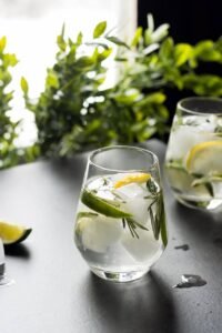 Glass with vodka soda 