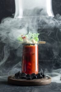 A glass with bloody mary